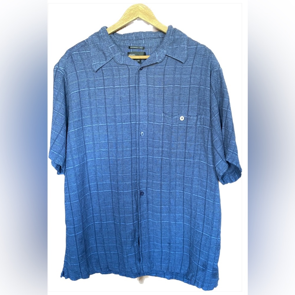 Marc Edwards BLU Short Sleeve Linen Blend Shirt, XL  Winter Sale